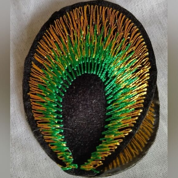 10 PC PEACOCK FEATHER Patch EMBROIDERED IRON -ON APPLIQUE 1.97" X 1.57 - Picture 1 of 4